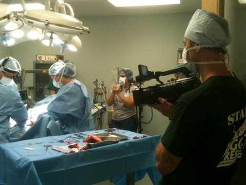 Chris Has to Scrub and Cover to Film Surgery