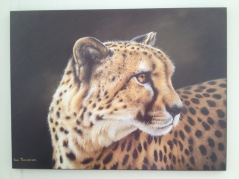 Donated artwork.  Painting of Cheetah.  Today at Big Cat Rescue Oct 16 20111016 181131