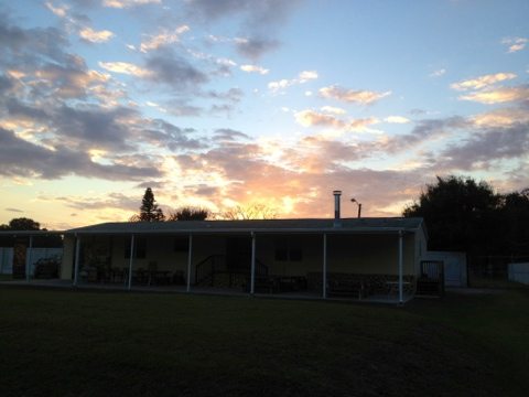 Sun sets over the Party House at Big Cat Rescue ending another beautiful day