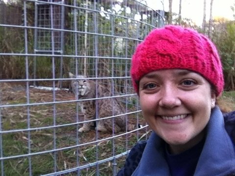 Jamie spends some quality time with Windstar the bobcat