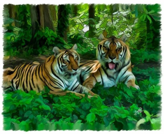 Shere Khan and China Doll painting