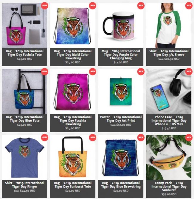 Products to raise funds for International Tiger Day 2019
